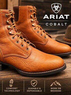 Ariat Cobalt Leather Lace-Up Boots Men's US 8.5D